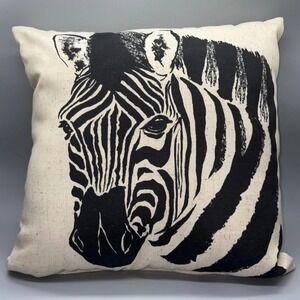 Threshold Zebra Print Throw Pillow Square‎ Decorative Accent Black White (2)
